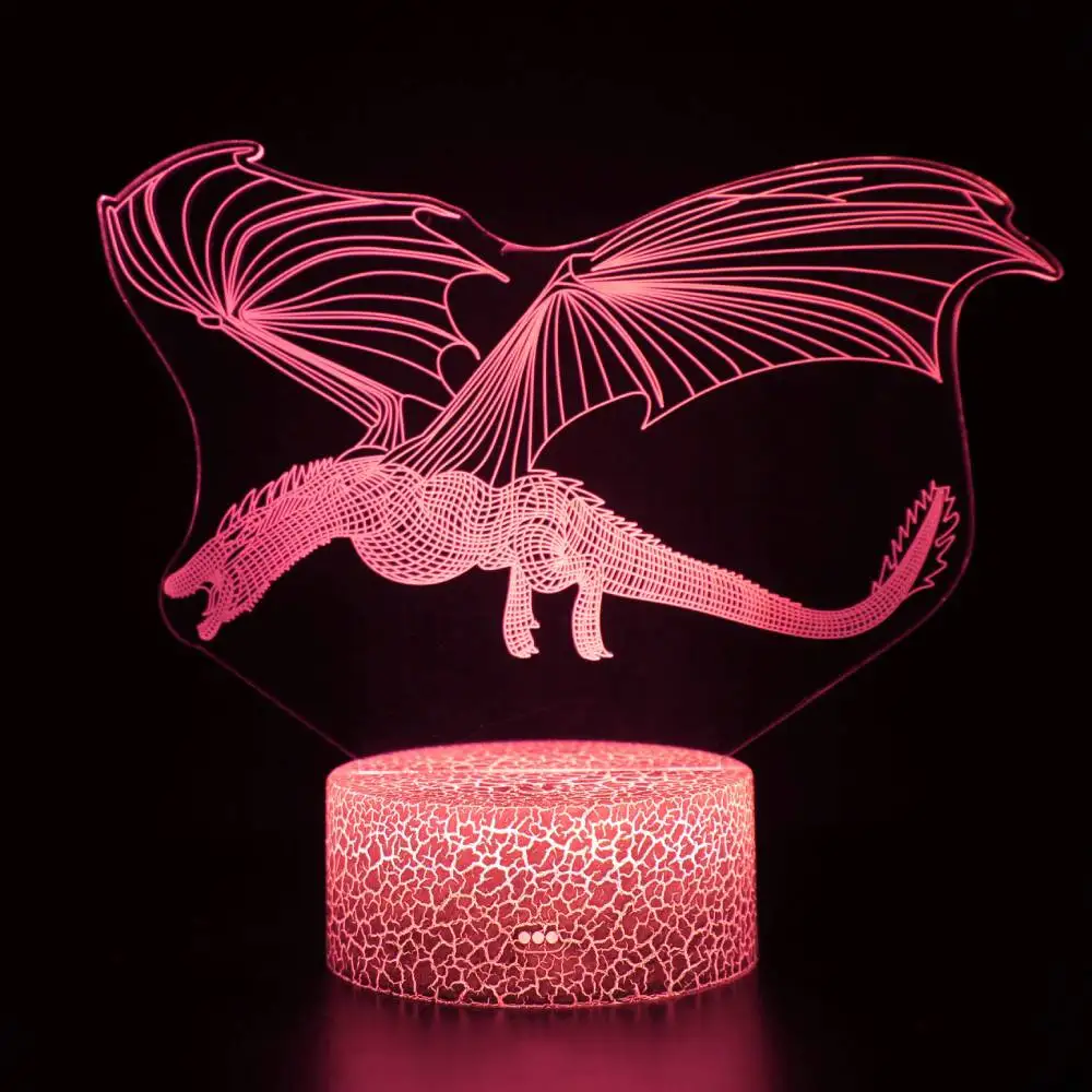 Nighdn Dragon Night Light 3D LED Dinosaur Lamp Bedroom Decoration 16 Color Changing Touch Remote Control Gifts Child Nightlight