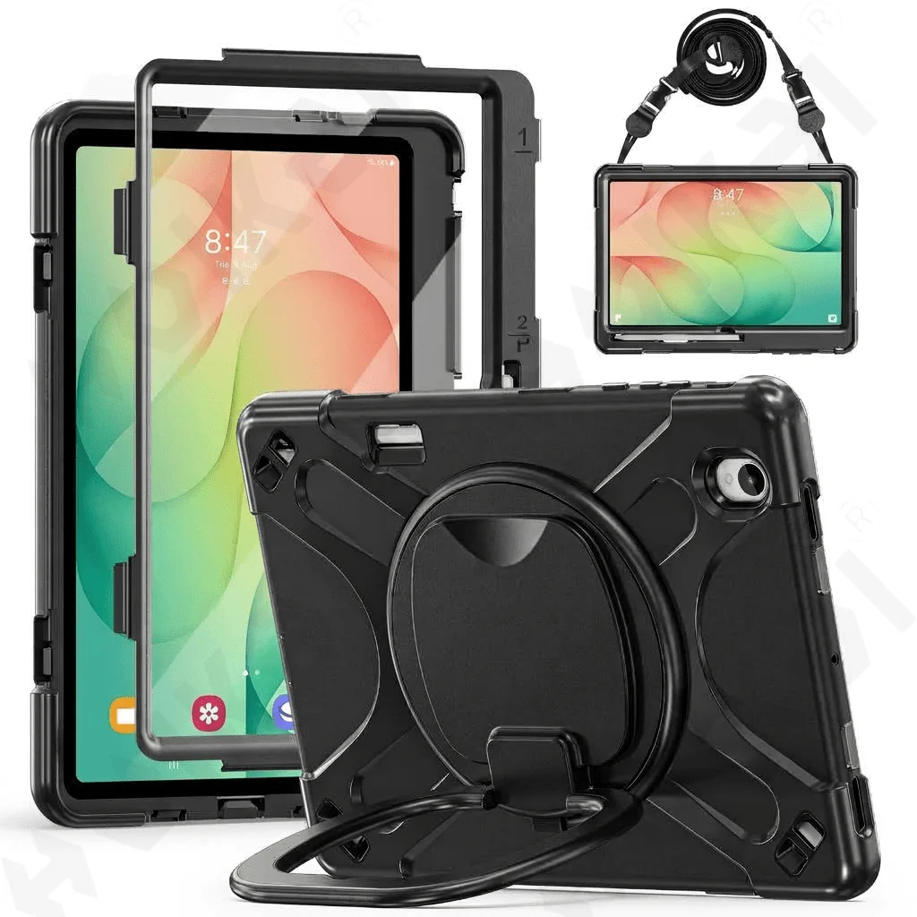 Heavy Duty Protective Case for Samsung Tab S12 Plus 12.6 inch Shockproof Cover 360 Rotatable Stand Hand Grip and Shoulder Strap