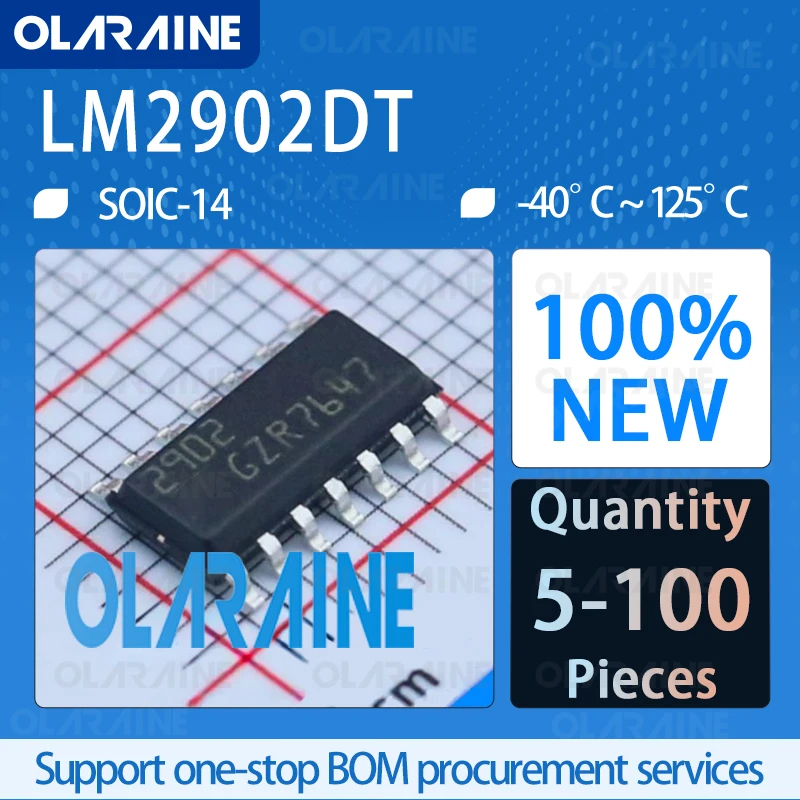 5/10/100Pcs LM2902DT SOIC-14 Operational Amplifiers Op Amps Low power bipolar op-amp 4 Channel 1.3 MHz IC chip circuit Original