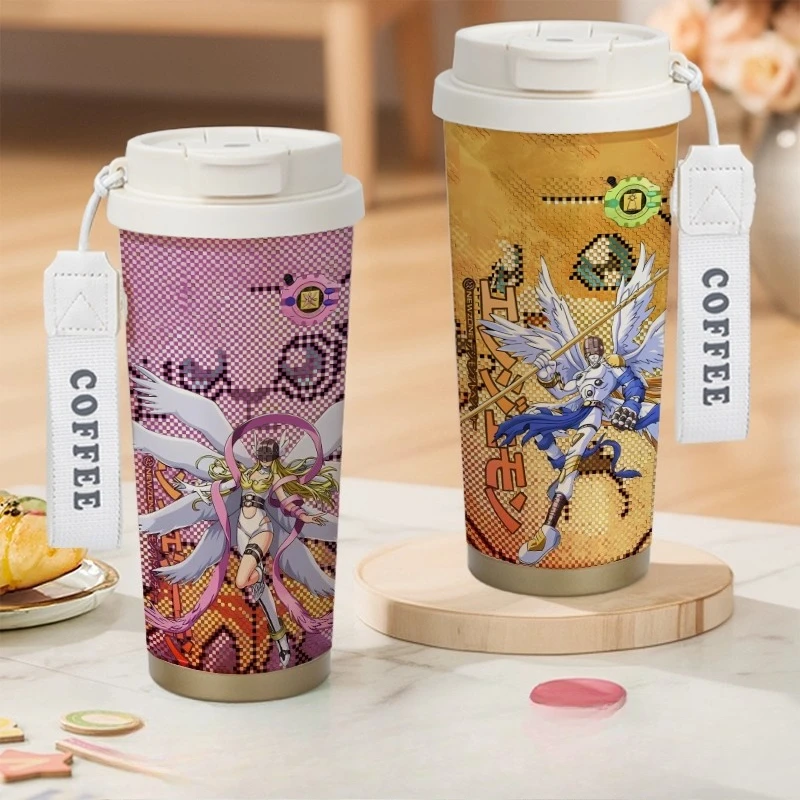 Digimon Adventure Gabumon Agumon Greymon personalità creativa cartone animato stampato doppia tazza termica in acciaio inossidabile.