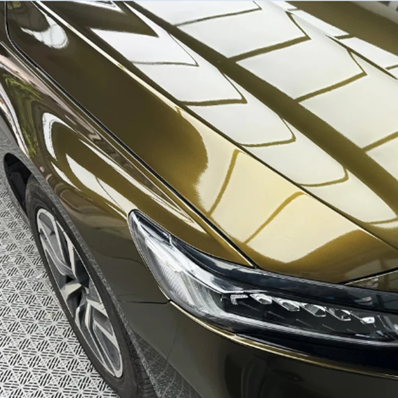 PET Gloss Ghost Metallic Midnight Gold Vinyl Wrap Film Adhesive Decal Sticker Roll Automotive Car Wrapping Foil Air Release
