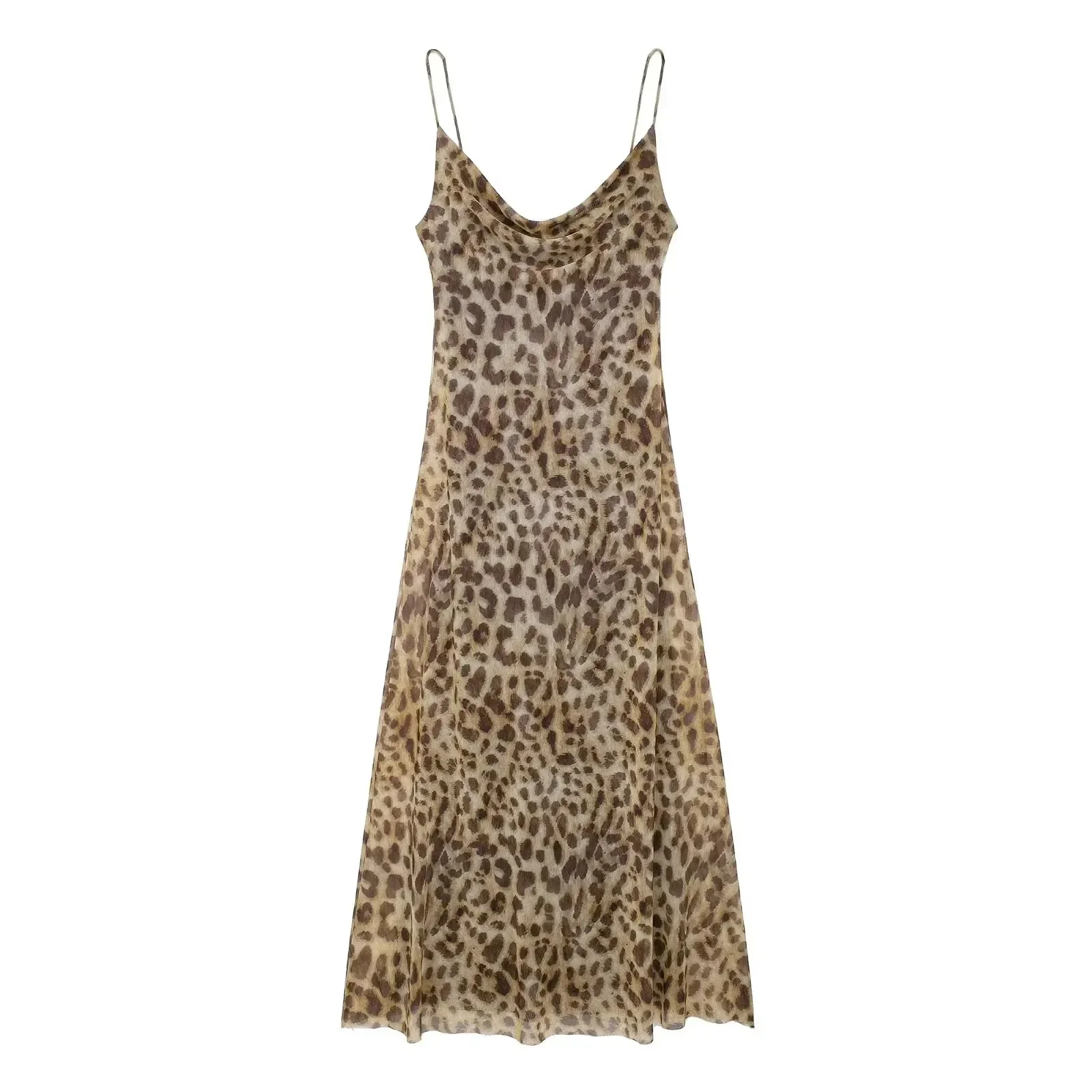 HH Elegantes Leoparden-A-Linien-Kleid 2026 Sommer Ärmelloses Rückenfreies Trägerkleid Schlankes Langes Kleid im Retro-Stil für die Abschlussfeier – Detail 3