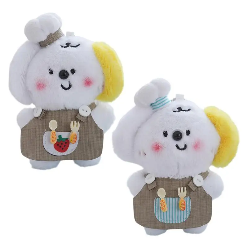 

12cm Chef Dog Plush Keychain Stuffed Doll Cute Bag Charm Soft Puppy Backpack Pendant Animal Plush Keyring Gift for Kids Adults