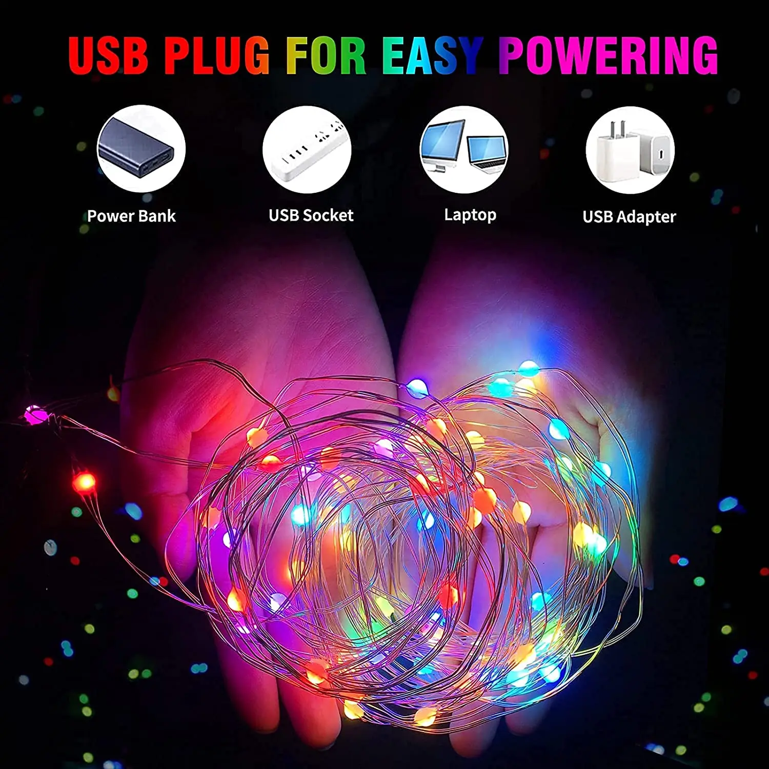 TuYa WiFi 50/100LED String Lights RGB Music Sync Fairy Lamp Multiple Modes Color Lights Waterproof Ball Lamp With Alexa Google