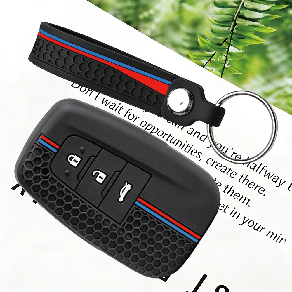Silicone Car Key Fob With Keychain For Toyota Corolla Yaris Cross CHR Prius Camry RAV4 Prado 150 FJ Cruiser Highlander