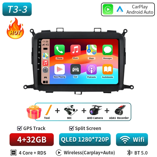 Android 16 WIFI + 4G Auto Carplay GPS Voor Kia Carens 2013 2014 2015 2016 2017-2019 Auto Radio multimedia Speler Navigatie Stereo