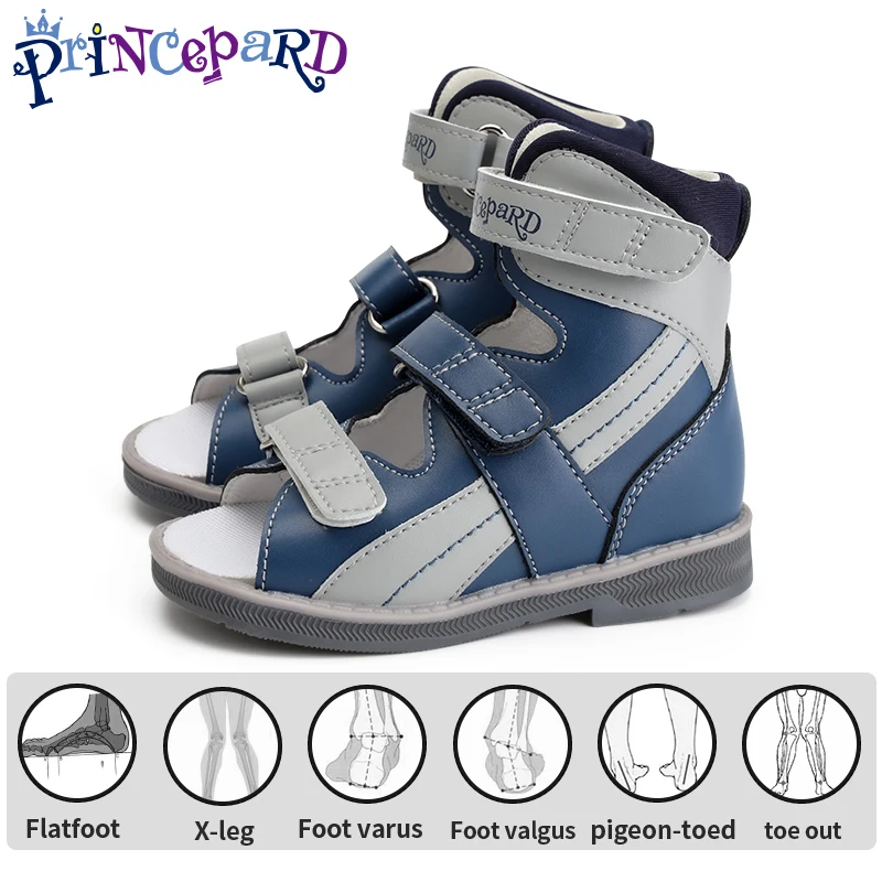 Child Orthopedic Sandals Princepard Boys Kids High Top Barefoot Corrective Flatfeet Shoes with Arch Support Size 20-35