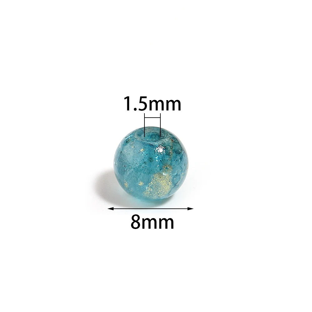 50 Stück/Lot 8mm Rissglas-Blumenperlen, farbige glänzende lose runde Zwischenperlen für DIY-Modearmbänder, Ohrringe, Anhänger, Großhandel – Detail 1