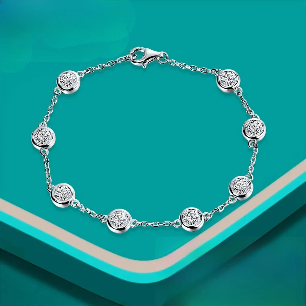 

KNOBSPIN D VVS All Moissanite Tennis Bracelet 4mm 2.4ct Lab Diamond Wedding Fine Jewelry 925 Sterling Sliver Bracelets for Women