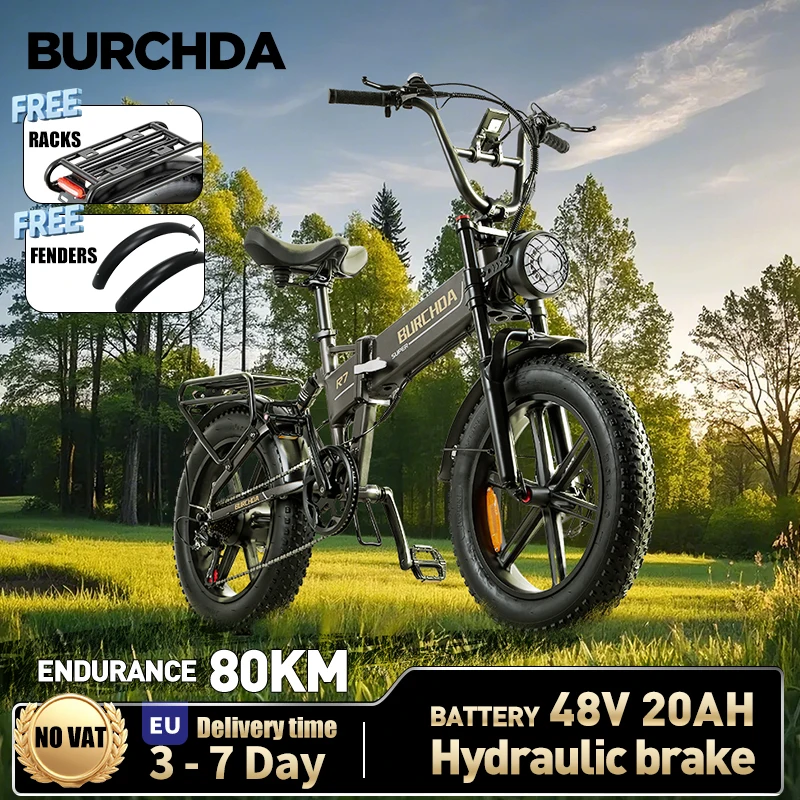 BURCHDA R7 Bicicletta Elettrica Urbana 48V20AH Batteria al Litio Ebike 20 Pollici Pneumatici Fat 4.0 Bici Elettrica Pieghevole per Adulti