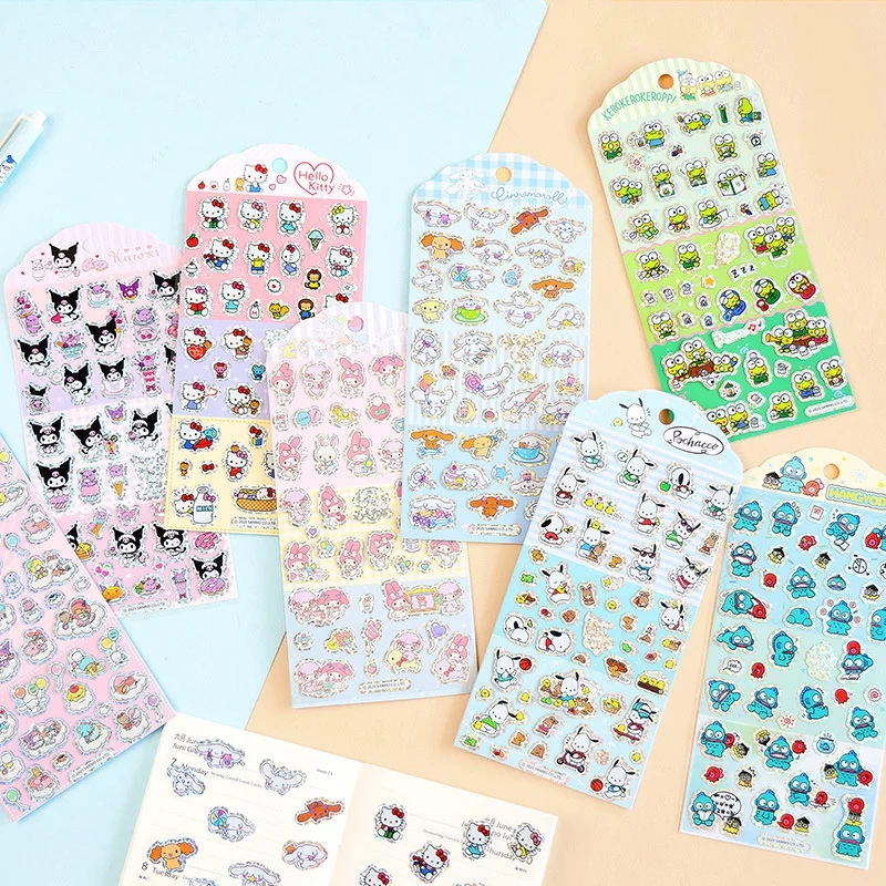 

40 pcs/lot Sanrio Hangyodon Keroppi Melody Stickers Cute Kuromi LittleTwinStars Scrapbooking DIY Diary Decorative Sticker