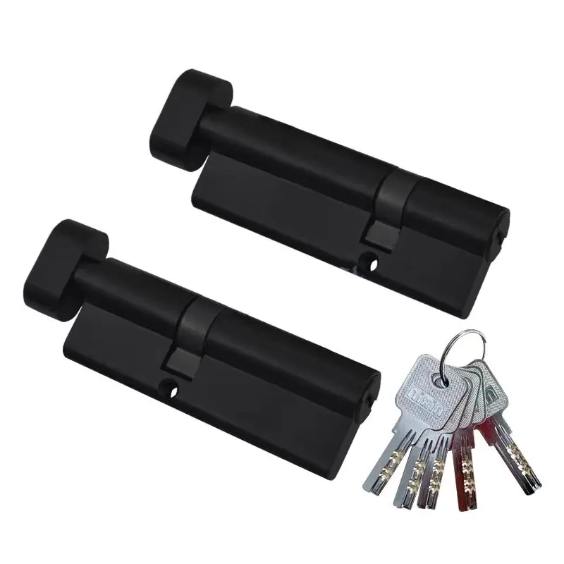 

European 1Piece Solid Brass Partiality Door Lock Cylinder Core Lock Gall Repair Parts + Key Size 70mm/75mm/80mm/85mm/90mm/100mm