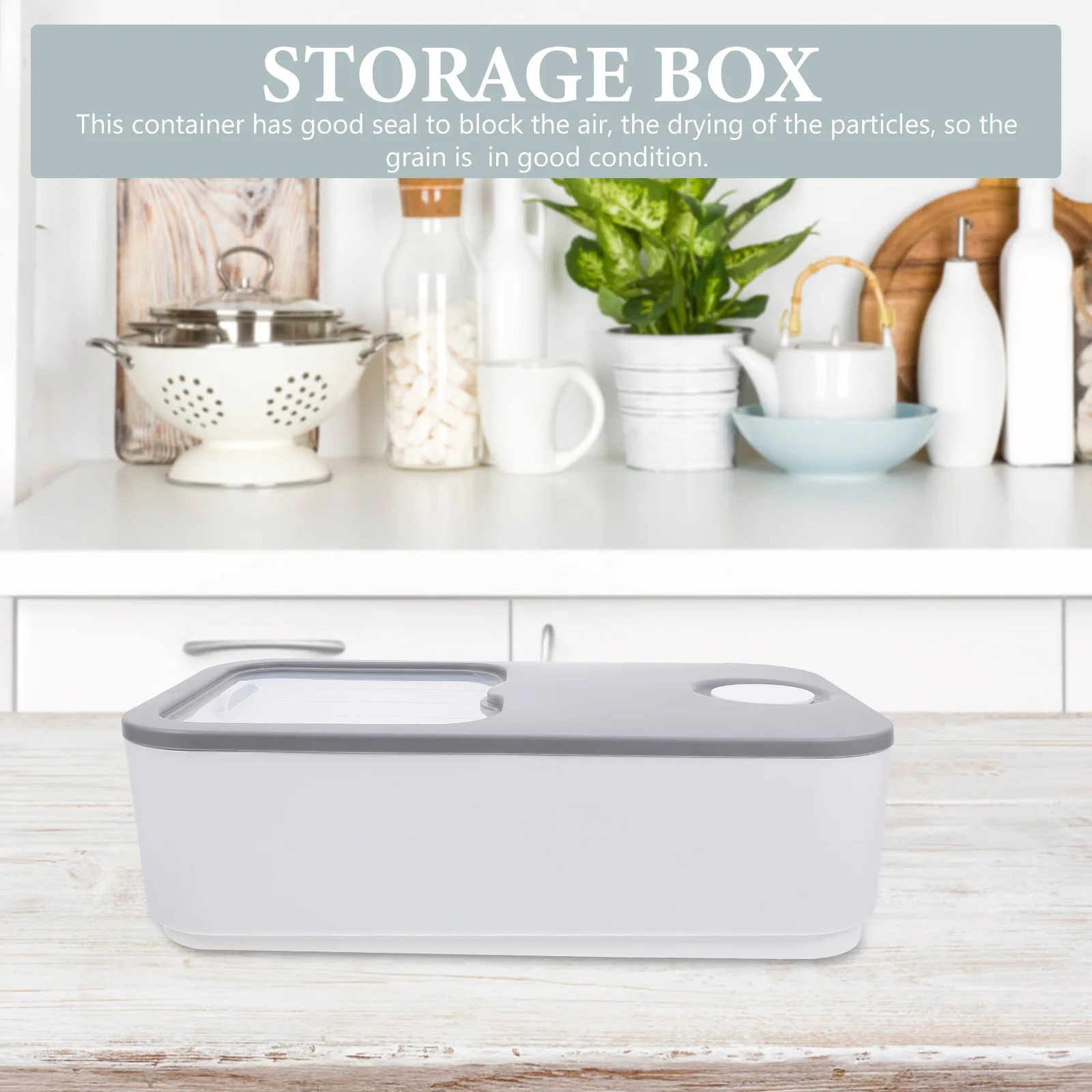 

Rice Container Airtight Large Capacity Stable Grain Storage Box Clear Window Kitchen Storage Organizer Dry Food Food Dispenser