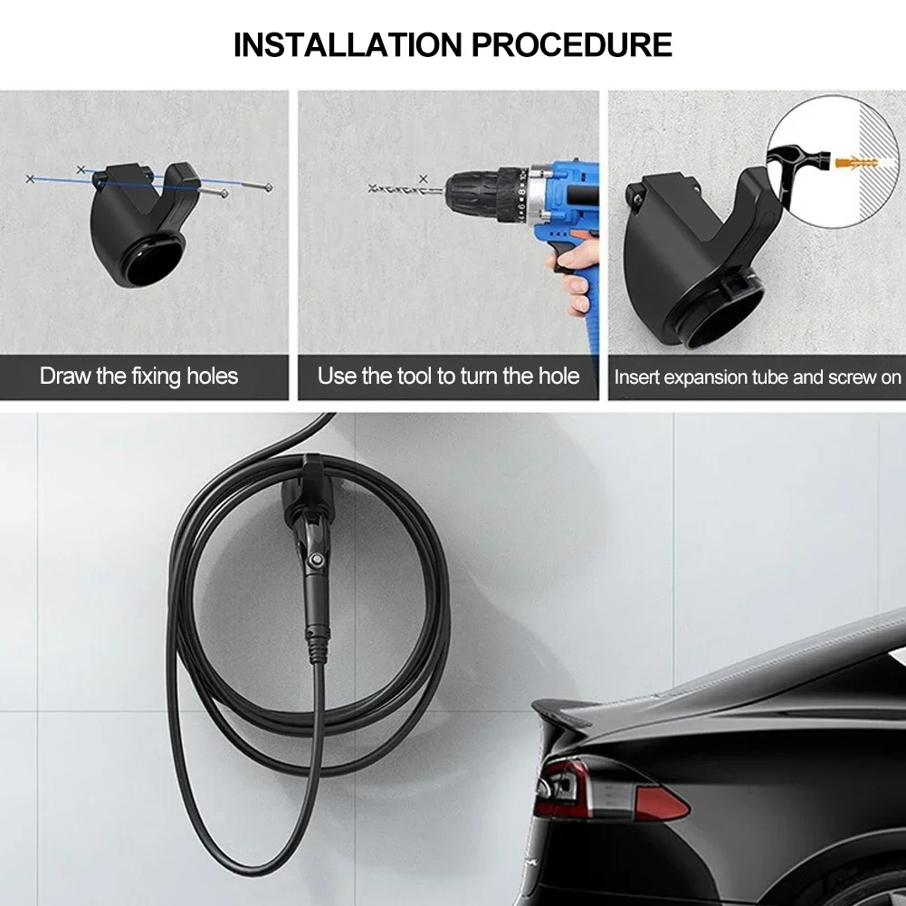 Portable EV Charger Plug Holder Stand for TESLA Nacs Type 1 Type2 GB/T Car Charger Wall Mount Bracket Car Charging Cable Bracket view 6