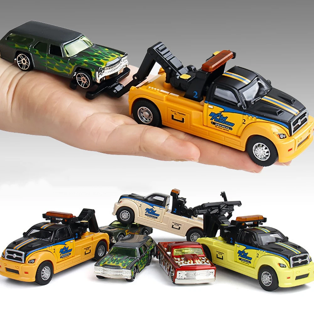 1:64 Contenitore in lega di rimorchio pressofuso Veicolo da trasporto Mustang Modello Giocattoli Auto Tirare indietro Firebird JDM Auto sportive Kid Raccogliere regalo