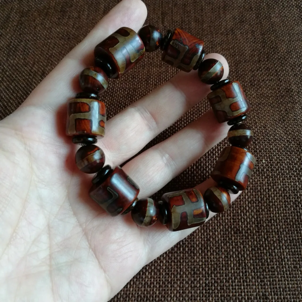 Agate Ten Thousand Characters Old Celestial Beads, One Line Beads, Short Pile Beads Jade Bracelets Bracelets, Handicrafts Ethnic