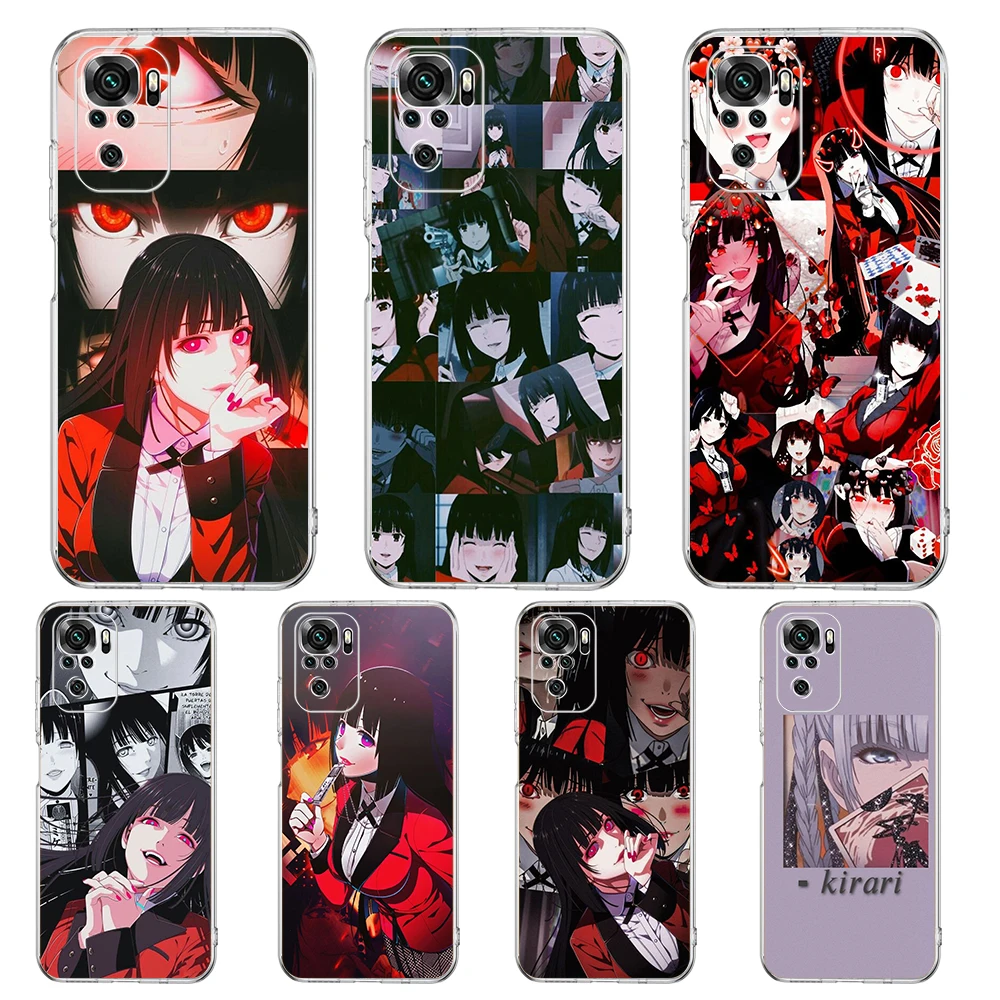 Kakegurui Jabami Yumeko Transparent Phone Case For Redmi K40 8A 9A 9C 7 8 8T 9 9S 10 Pro Gaming Note 11 11T 12T 10 Plus Shell