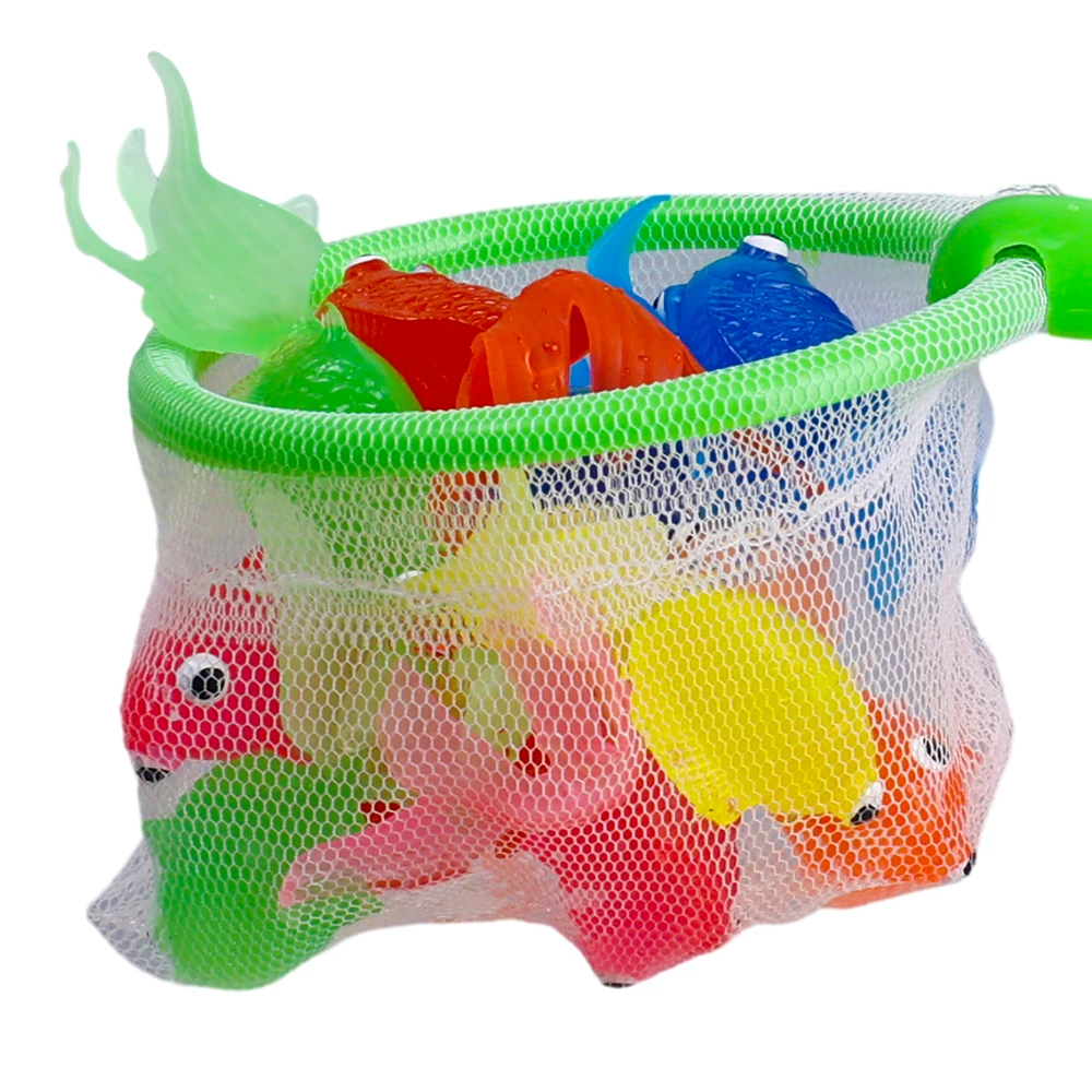 6pcs/set TPR Rubber Goldfish Set Fishing Game Toys Children\'s Bath Water Fishing Toys Parent-child Interactive Educational Props