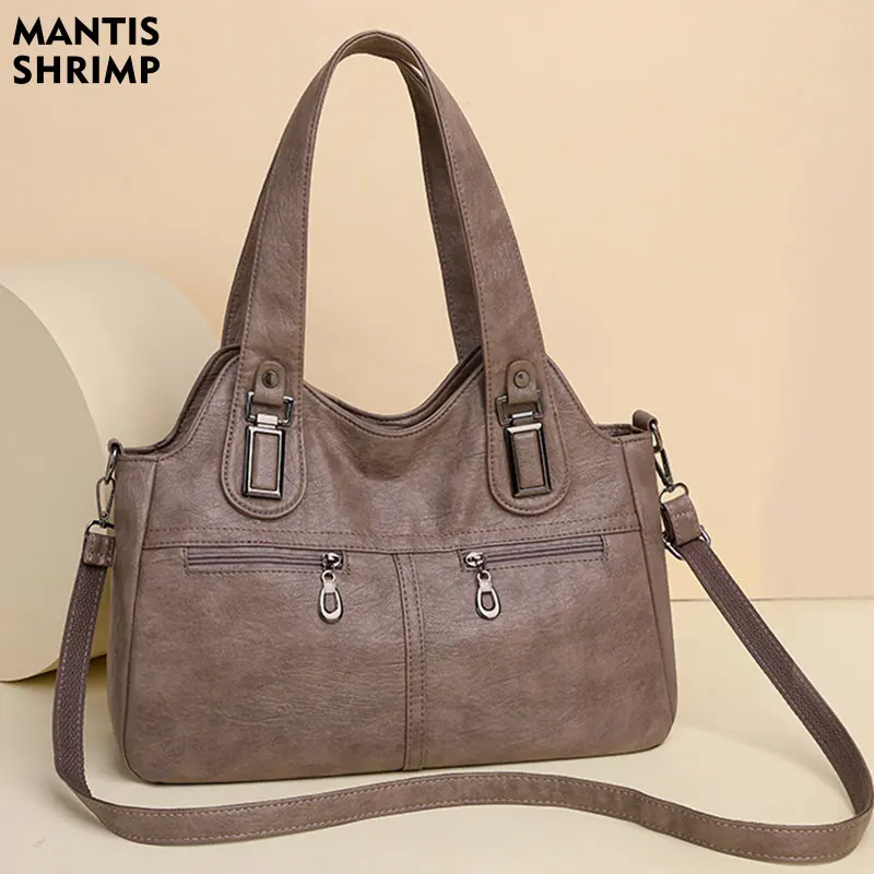 

Women Bag Vintage Hand Bag Designers Luxury Handbags Soft PU Leather Women Shoulder Tote Female Top-handle Bag Fashion Brand Bag