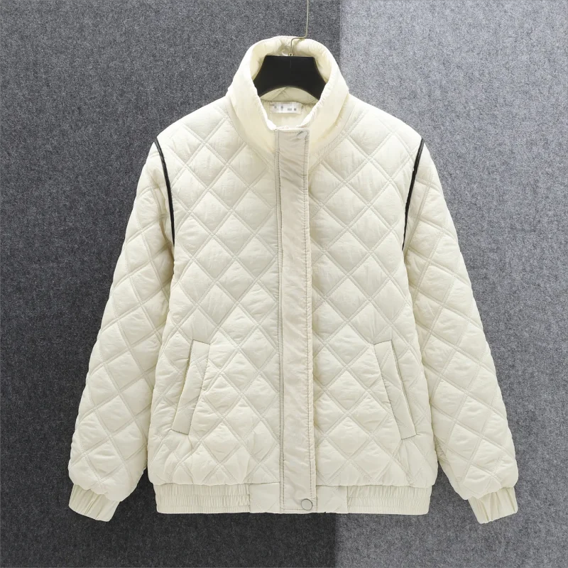 Short Padded Jackets Women's Clothing Winter Coats Large Size Loose quilted Diamond-shaped Cotton-padded Clothes