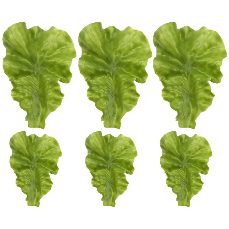 6pcs Artificial Vegetable Lettuce Leaf Simulation Lettuce Leaves Fake Lifelike Vegetable Model Decor Lettuce Leaf Ornament