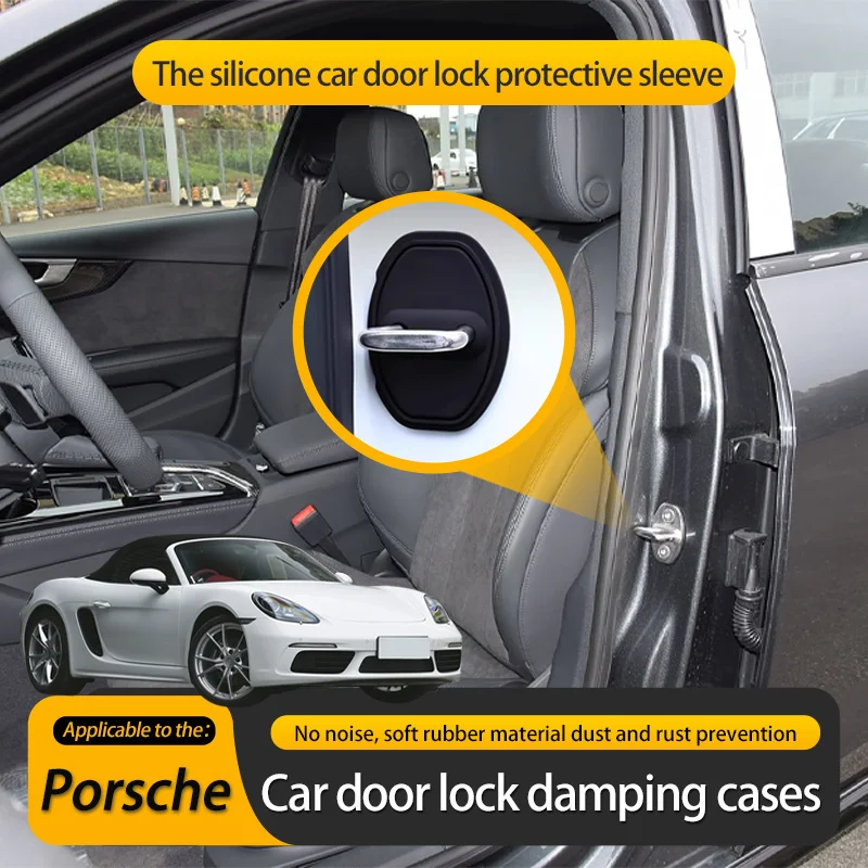 Автомобильные аксессуары для Porsche 718 Boxster 911 Taycan, автомобильный силиконовый чехол для дверного замка, автомобильный Стайлинг, защитные автомобильные аксессуары Автомобильные аксессуары для Porsche 718 Boxster 911 Taycan, автомобильный силиконовый чехол для дверного замка, автомобильный Стайлинг, защитные автомобильные аксессуары