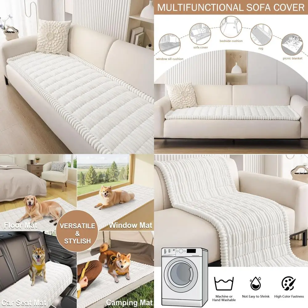 

Моющийся нескользящий чехол для пушистого дивана для домашних животных для 3-мя подушечных диванов, толстые мягкие чехлы, удобная защита для дивана для домашних животных