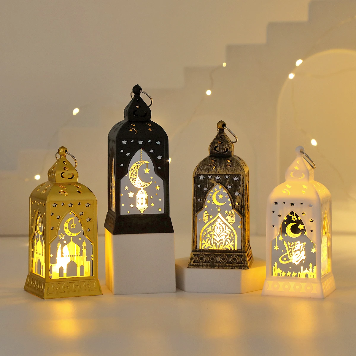 Ramadan Decoration LED Lantern Light Eid Mubarak Star Moon Castle Lights Eid Al-Fitr Gift Islamic Muslim Festival Party Supplies