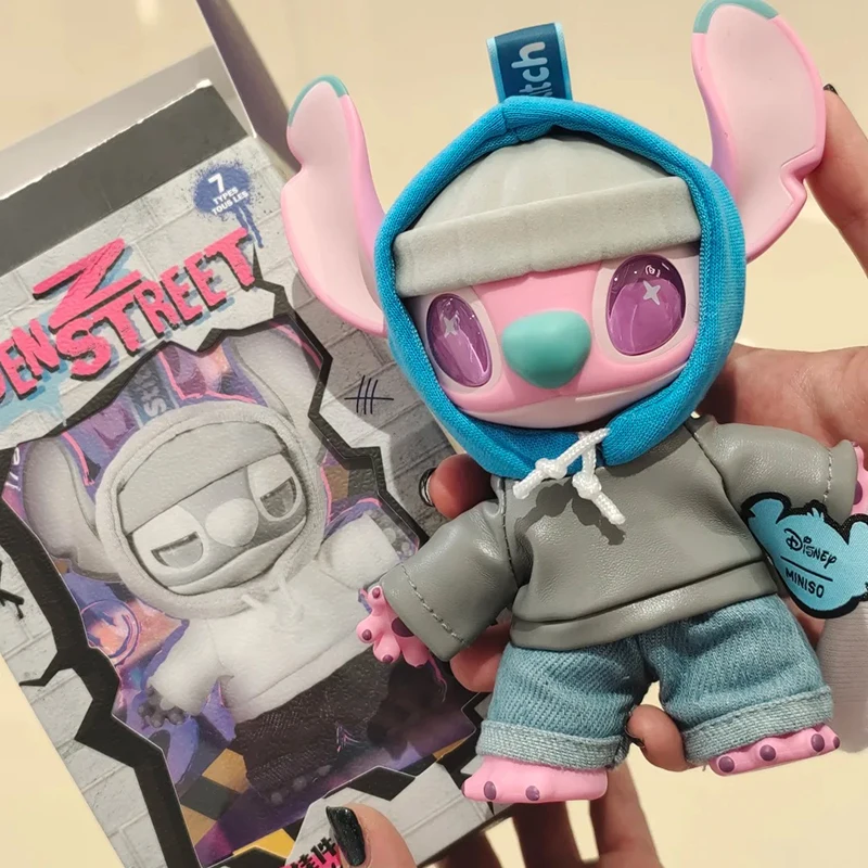 

new Miniso Disney Stitch Gen Z Street Series Vinyl Blind Box Joint Movable Model Backpack Pendant Action Figure Collectible Gift