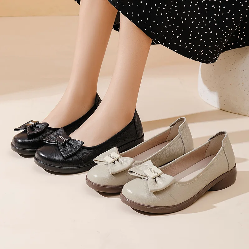 النساء عادي ماري جين أحذية جلدية الشقق حزام المتسكعون الضحلة كعب منخفض لينة Bowknot الأخفاف أحذية نسائية مريحة