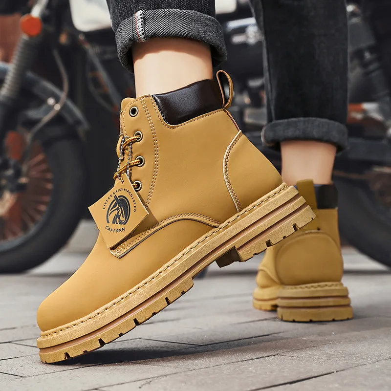 Fashion Green Men\'s Casual Boots 2024 Designer Ankle Boot Men Platform Comfortable Work Boots Male Plus Size 48 botas de hombre