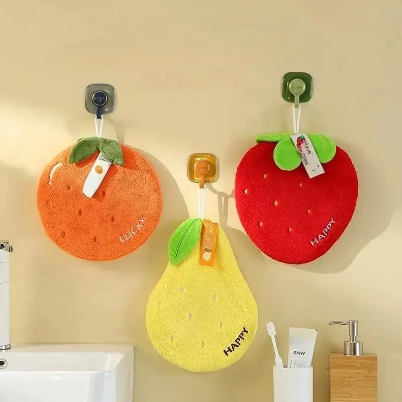 Hanging Coral Fleece Creative Fruit Hand Towel Kitchen Home Lazy Hand Towel Thickened Absorbent Towel