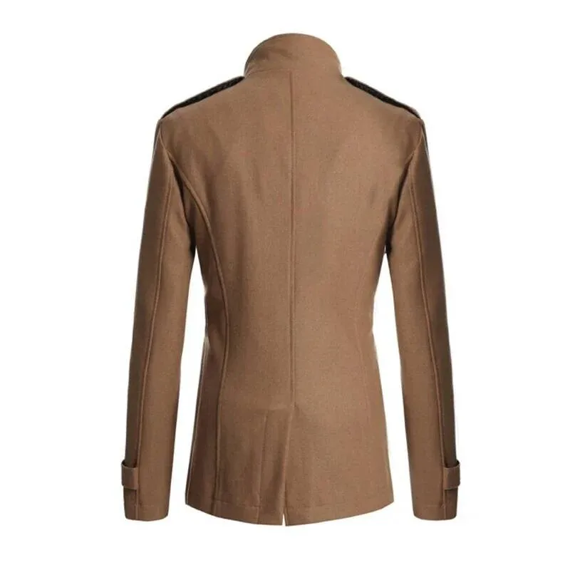 Hommes Long hiver chaud laine pardessus mode décontracté revers bouton Gentleman pour homme haute rue couche de finition