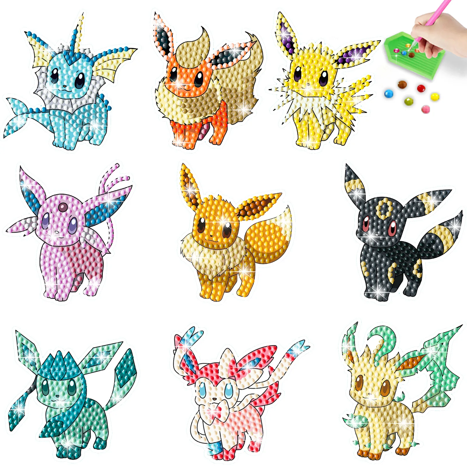 DIY Pikachu Diamond Painting Kit for Kids - Cartoon Character Handmade Craft Random Paste Activity to Enhance Concentration view 2