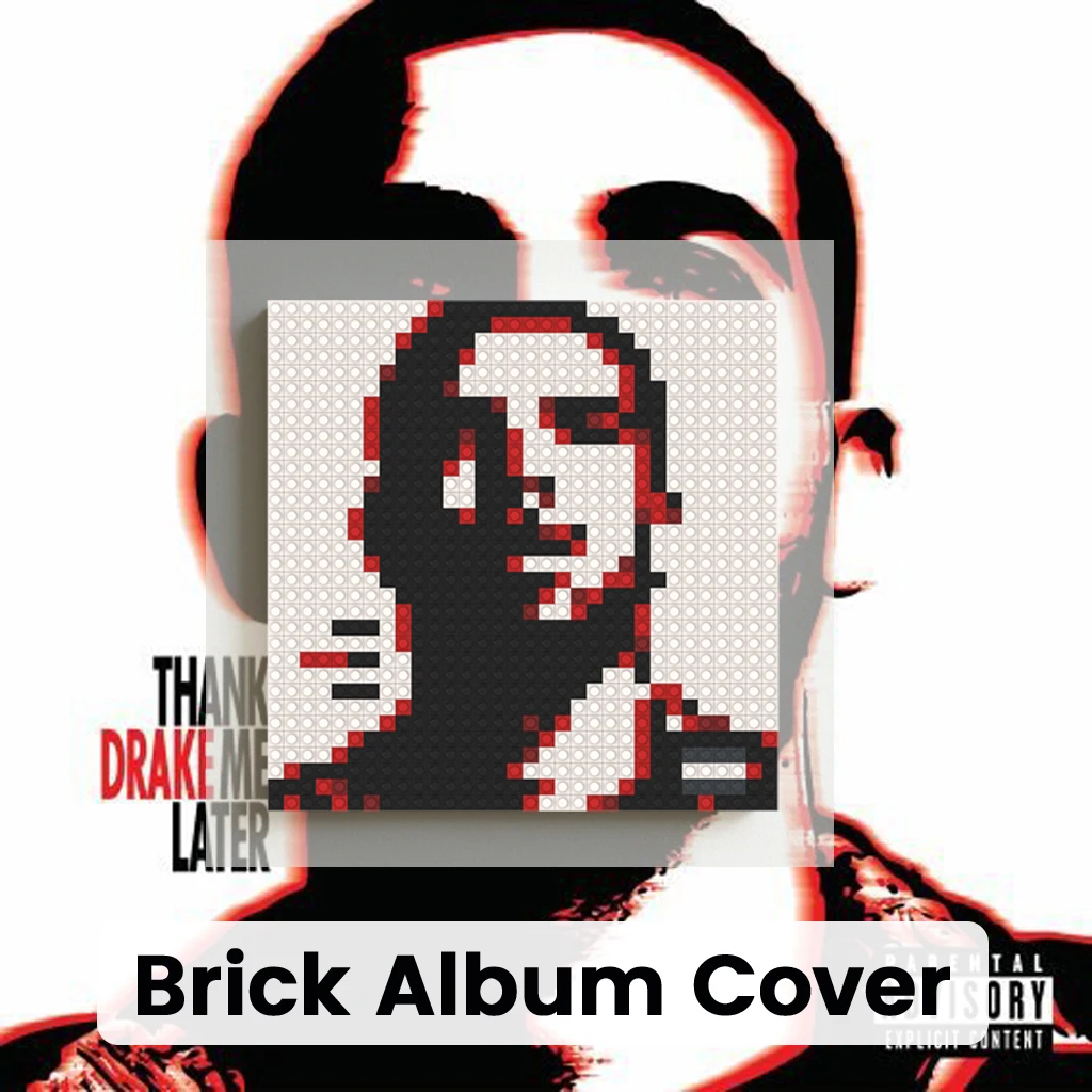 

Drake Thank Me Later Album Cover Pixel Art Building Blocks Hip Hop Rap R&B Music Fans Collection Home Wall Decor Gift