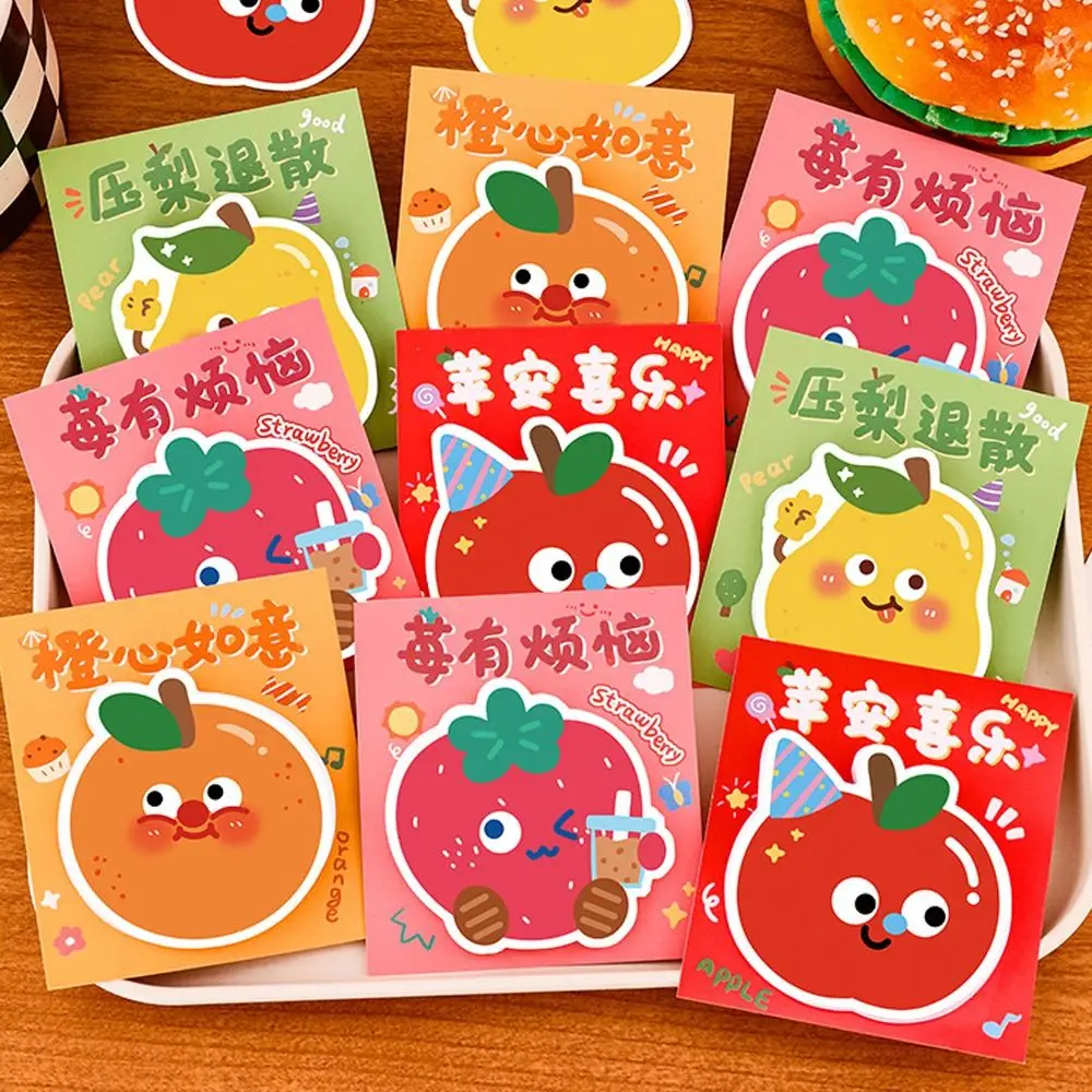 30Pcs/Set Paper Thickness Fruit Text Stickers Paper Strong Viscosity Notes Notepad Not Easily Damaged Sticky Notes Student