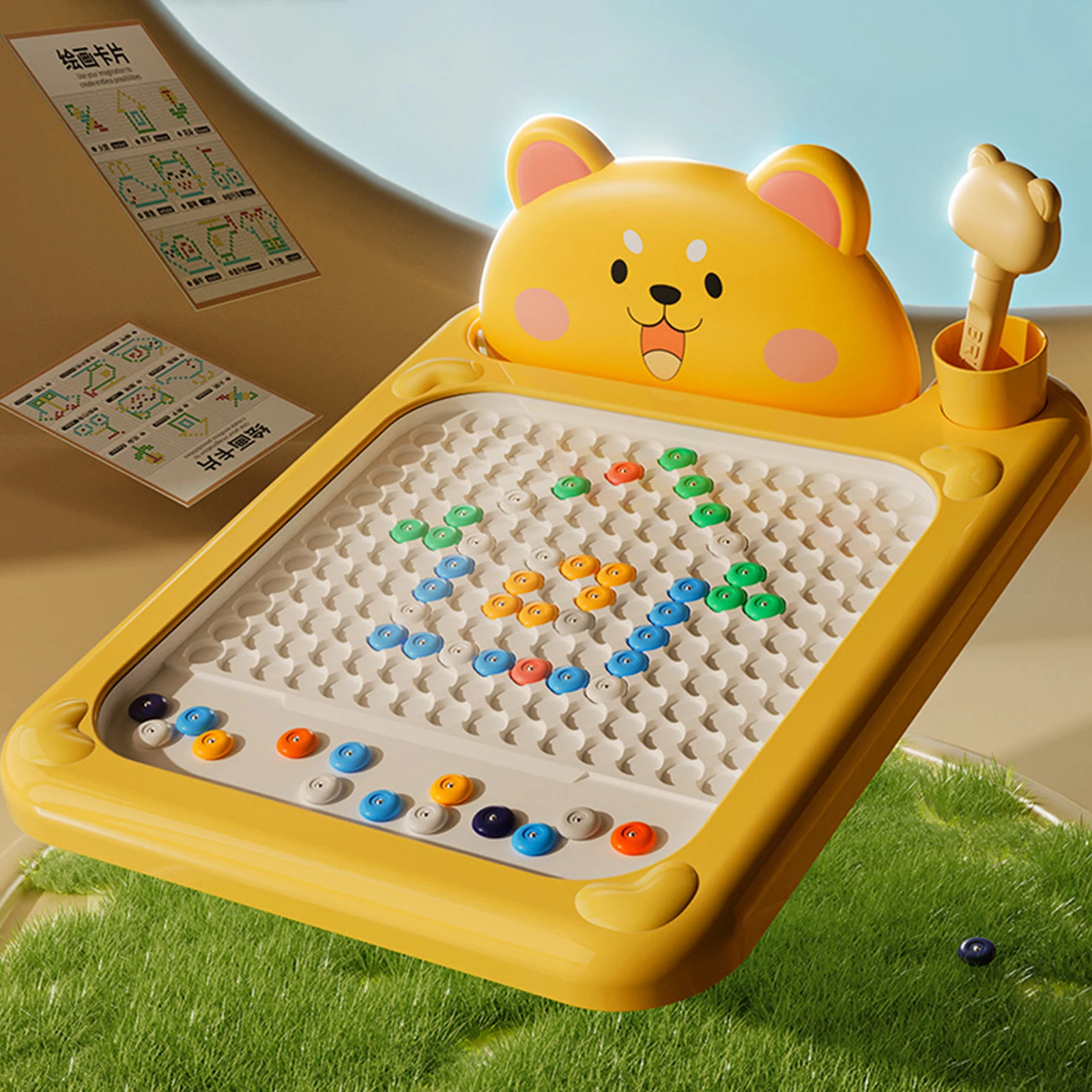 만화 자석 그림판 펜 & 도트 비즈 포함 자석 도트 보드 자석 도트 아트 장난감 4 5 6세 여자아이 선물 남자아이