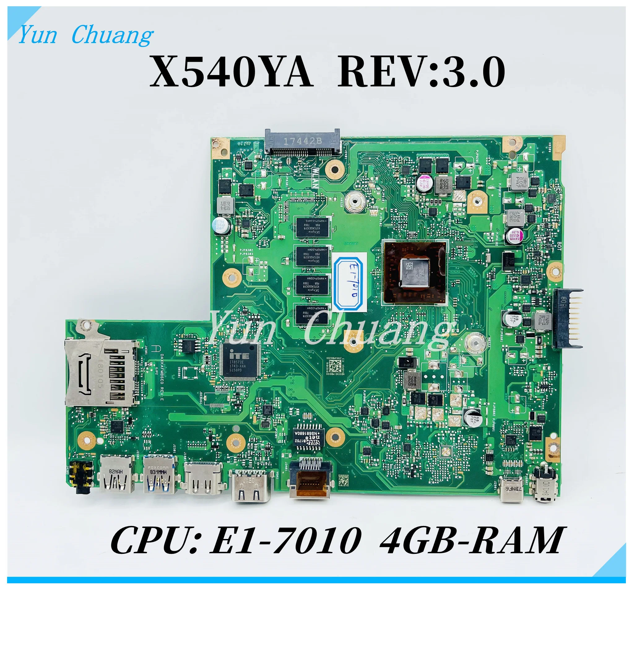 

X540YA Main board For For Asus X540Y X540YA D540Y R540Y laptop motherboard With E1-7010 CPU 4GB-RAM motherboard 100% test OK