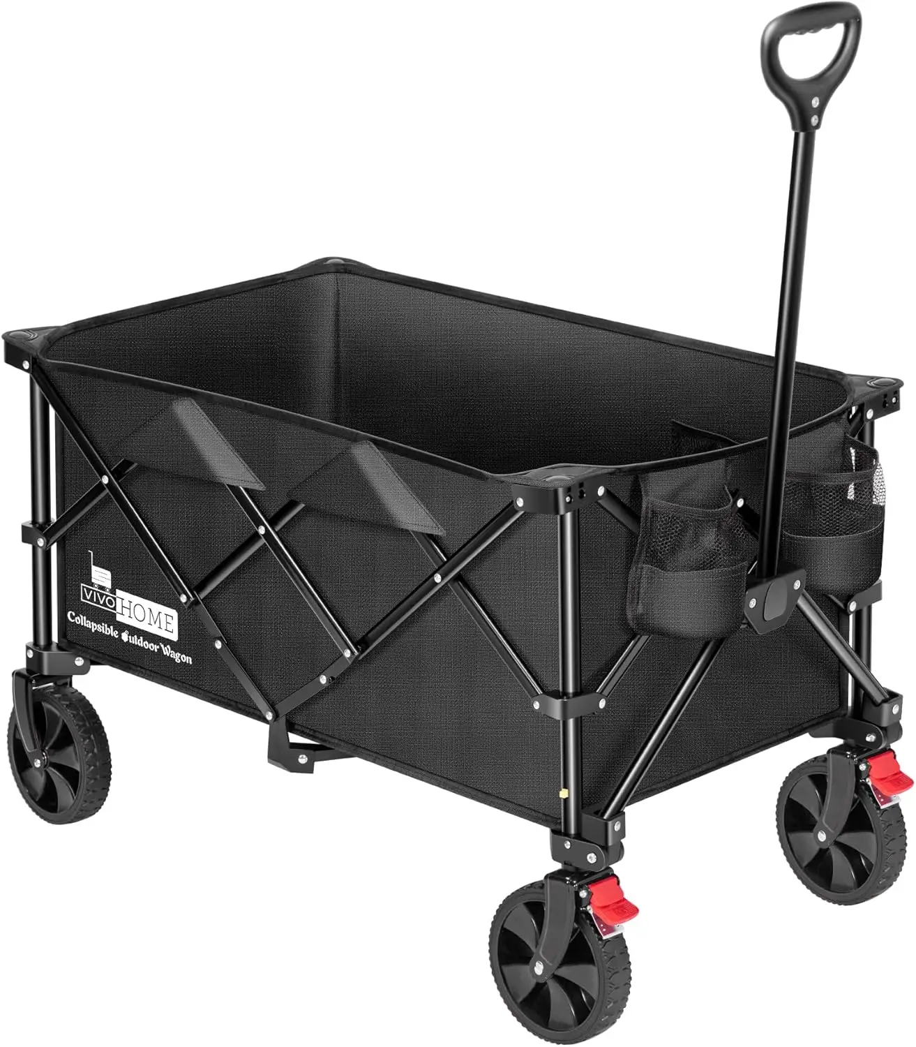 

VIVOHOME 200L Collapsible Wagon 300lbs Heavy Duty Folding Utility Garden Cart Foldable Beach Wagons Large Capacity for Camping P