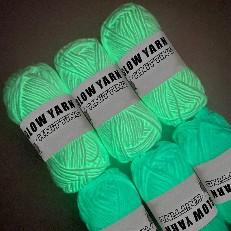 YOMDID Glowing Yarn DIY Glow in the Dark Polyester Luminous Chunky Yarn For Bag Gloves Hand Knitting Novel Functional Yarn 2mm