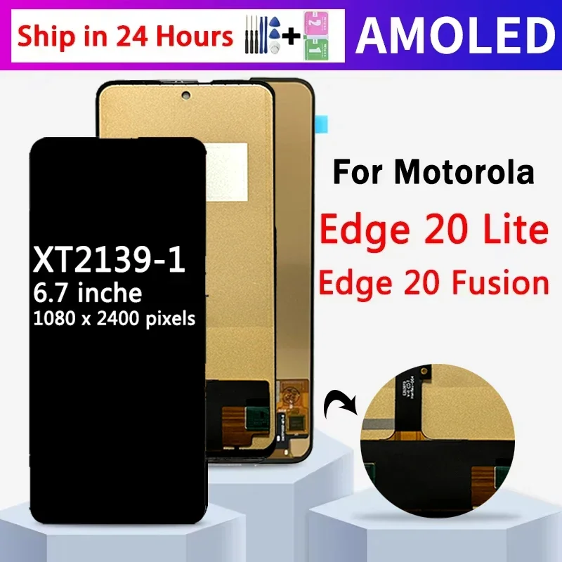 Pantalla LCD de 6,7 pulgadas probada para Motorola Edge 20 Lite 20Lite XT2139-1, Digitalizador de pantalla táctil para Motorola Edge 20 Fusion, marco Lcd
