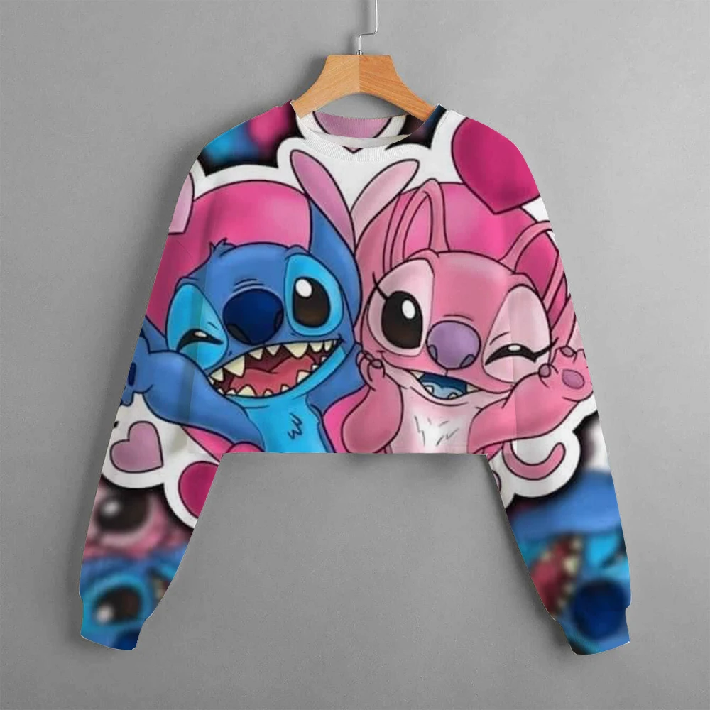 Casual New christmas Disney Children\'s Clothing Print Girls Short Hoodie Sweater Stitch Comfortable and Cute Top