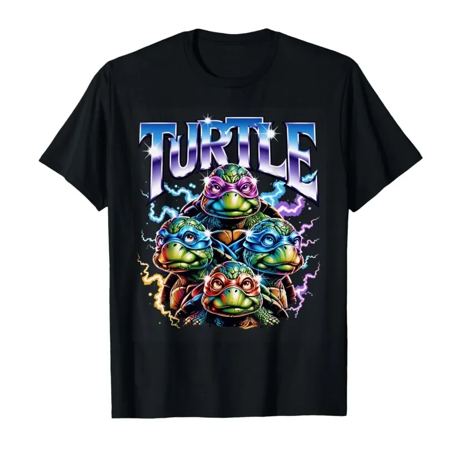 

Cute Turtle Squad Electric Lightning Halloween Viral Meme T-shirt For Men Women 100% Cotton T Shirts Short Sleeve Tops 0406-1