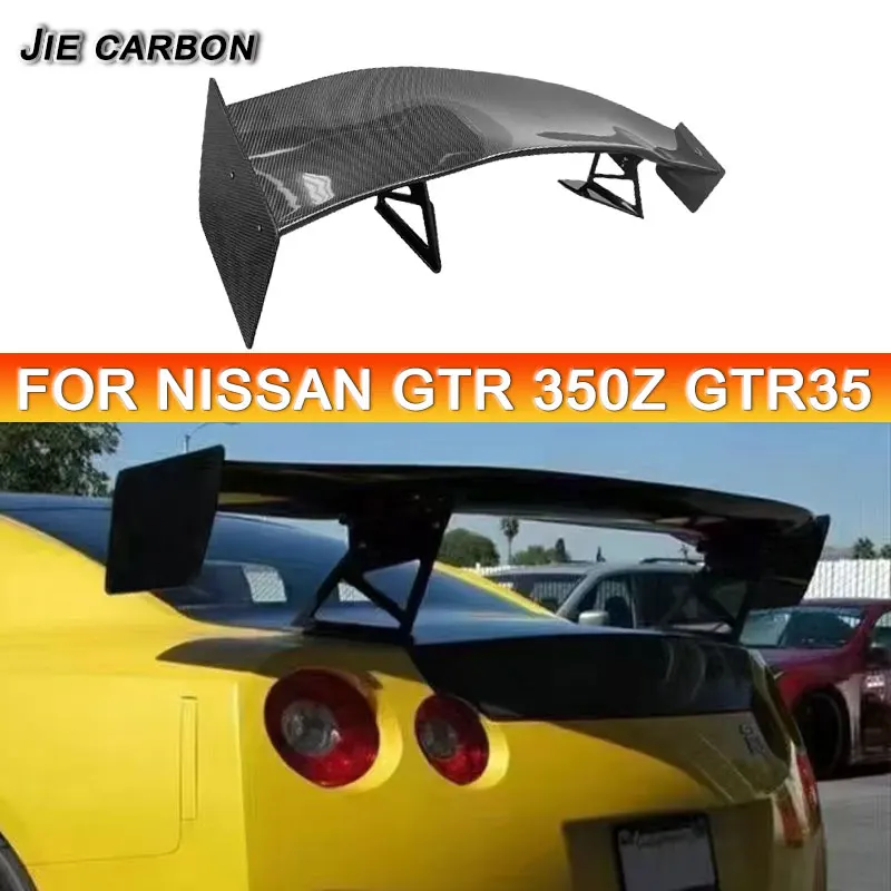 For Nissan GTR 350Z APR style GTR35 Carbon Fiber Spoiler Rear Trunk Tail Wing Spoiler Diffuser Lip Splitter Body Kit