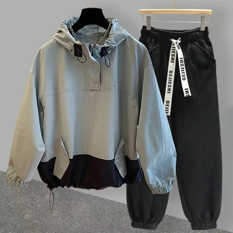 

ARENS Men Streetwear Two-piece Suit hooded sweatshir Jacket+Elastic Waist Pants Harajuku Cargo Pants 2 Piece Sets Mens Outfits