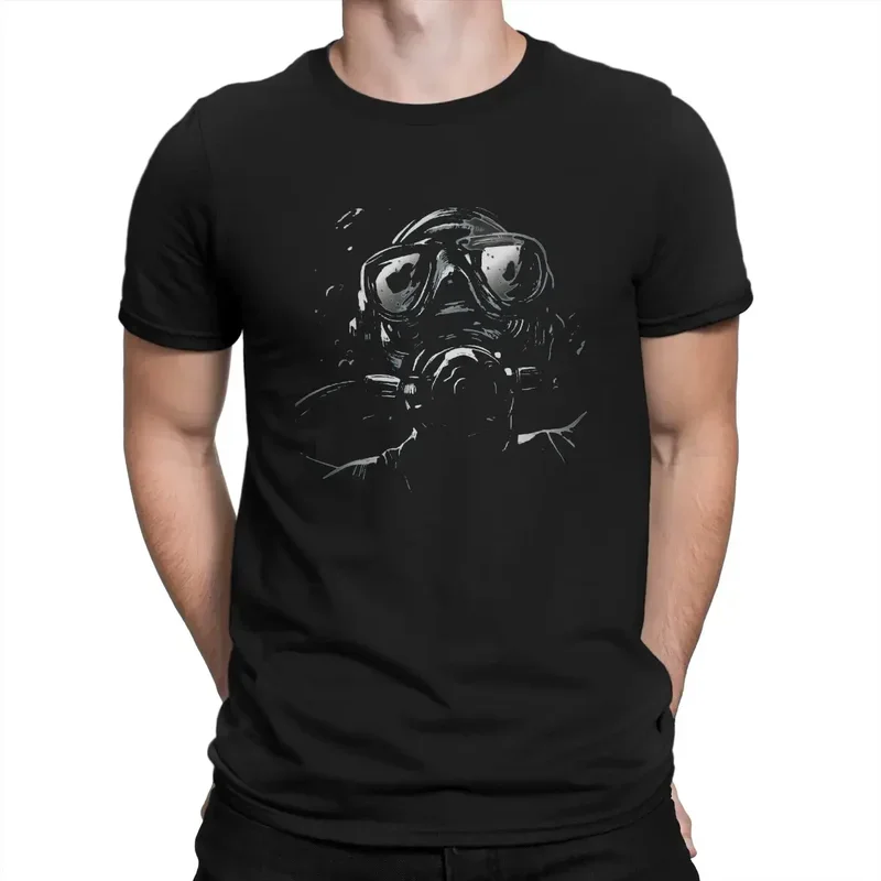 T-shirty 100% bawełna z nadrukiem realistyczna twarz męska koszulka scuba czaszka nurkowanie diver casual tee topy krótki rękaw okrągły dekolt anime