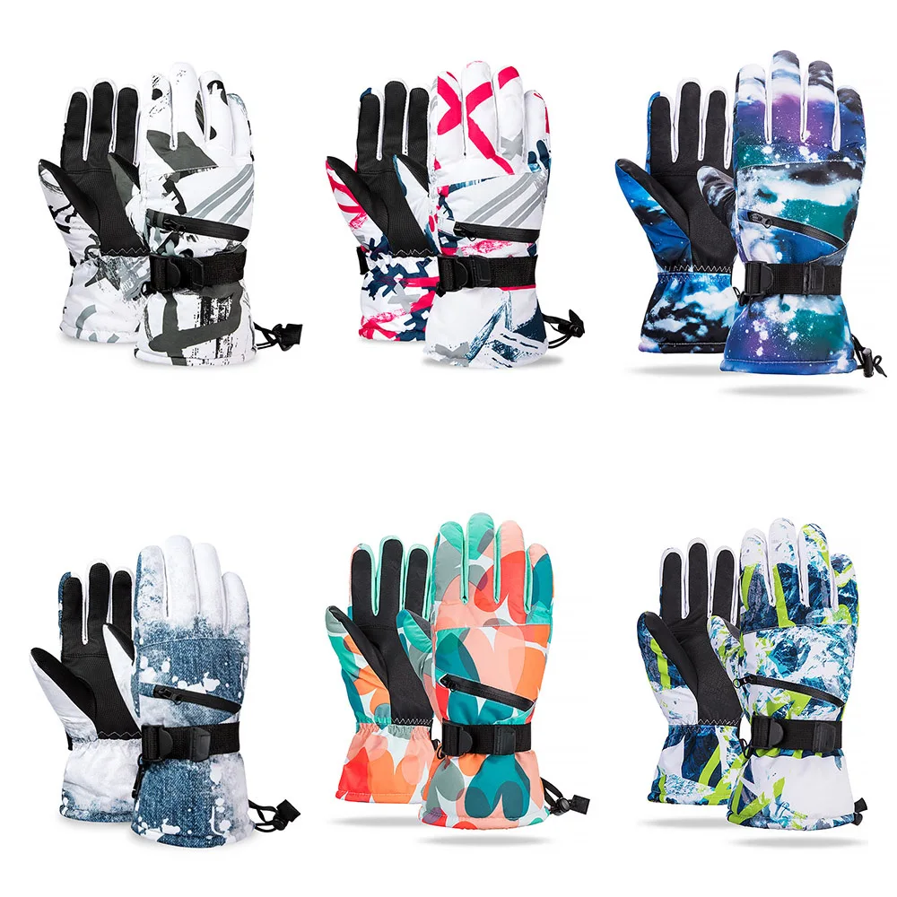 New Winter Snowboard Ski Gloves PU Leather Non-slip Touch Screen Waterproof Motorcycle Cycling Fleece Warm Snow Gloves Unisex