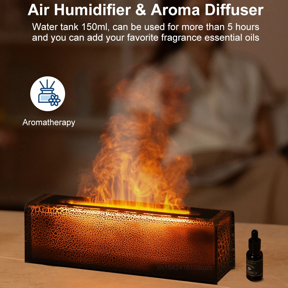 Aroma Air Humidifier Colorful Flame Essential Oil Diffuser 150ml USB Fragrance Diffuser Aromatherapy Humidifier for Home Bedroom