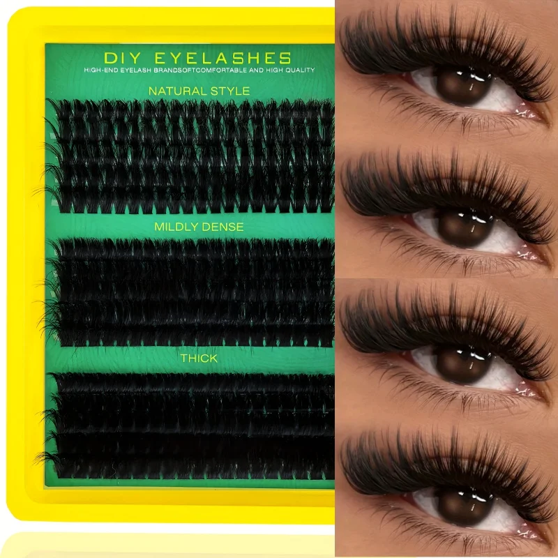 [ふわふわまつげエクステセット] 軽量防水クラスターラッシュ 60D80D100D Dカール フェアリーソフト 再利用可能 DIYメイク初心者向け