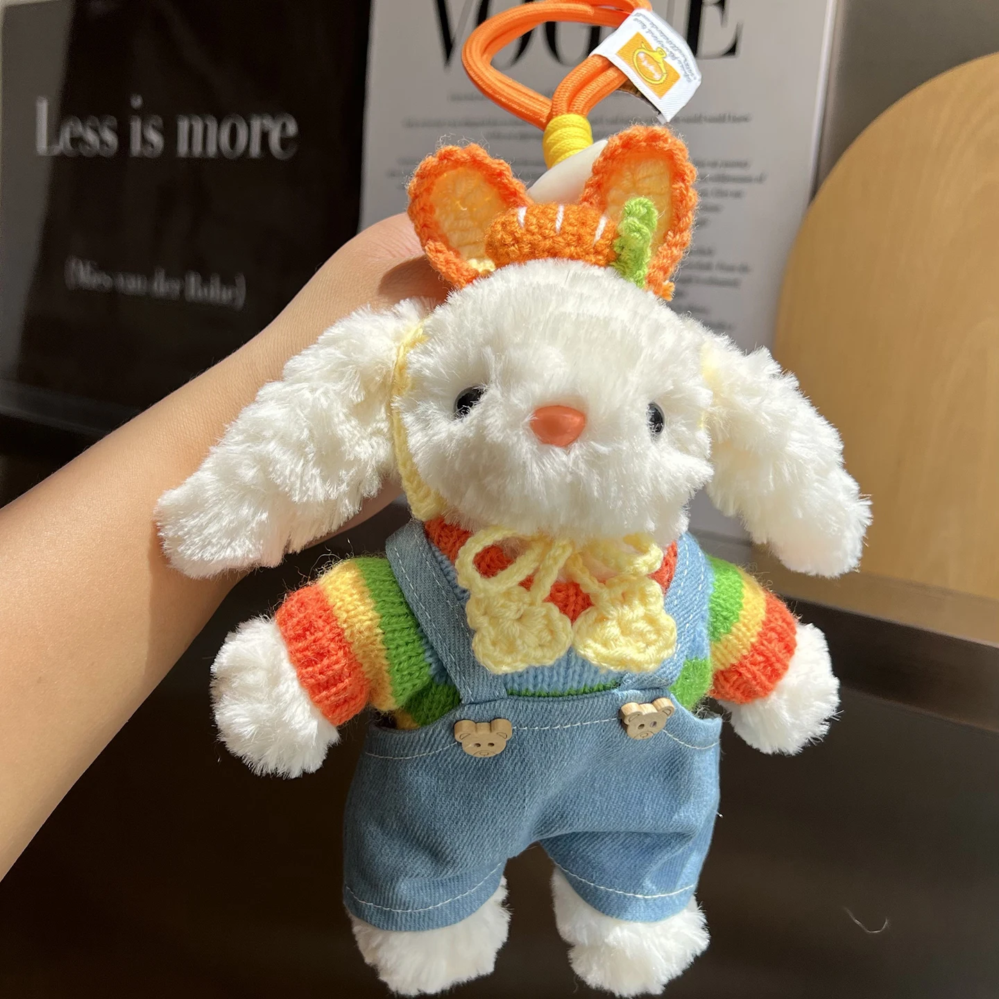 

Cartoon Plush Rabbit Keychain Plushie Hot Selling Real Wool Fur Backpack Fluffy Pendant Keyring Ladies Girls Car Bag Decoration